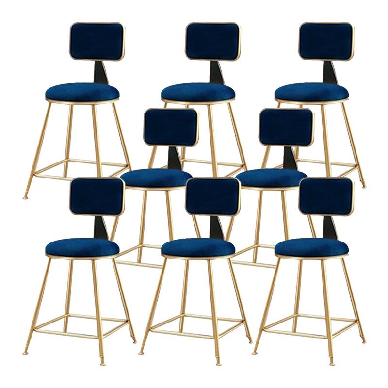 Glam Metal Stool Fabric Upholstered Counter Stool in Matte Finish for Indoor