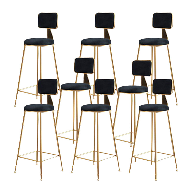 Glam Metal Stool Fabric Upholstered Counter Stool in Matte Finish for Indoor