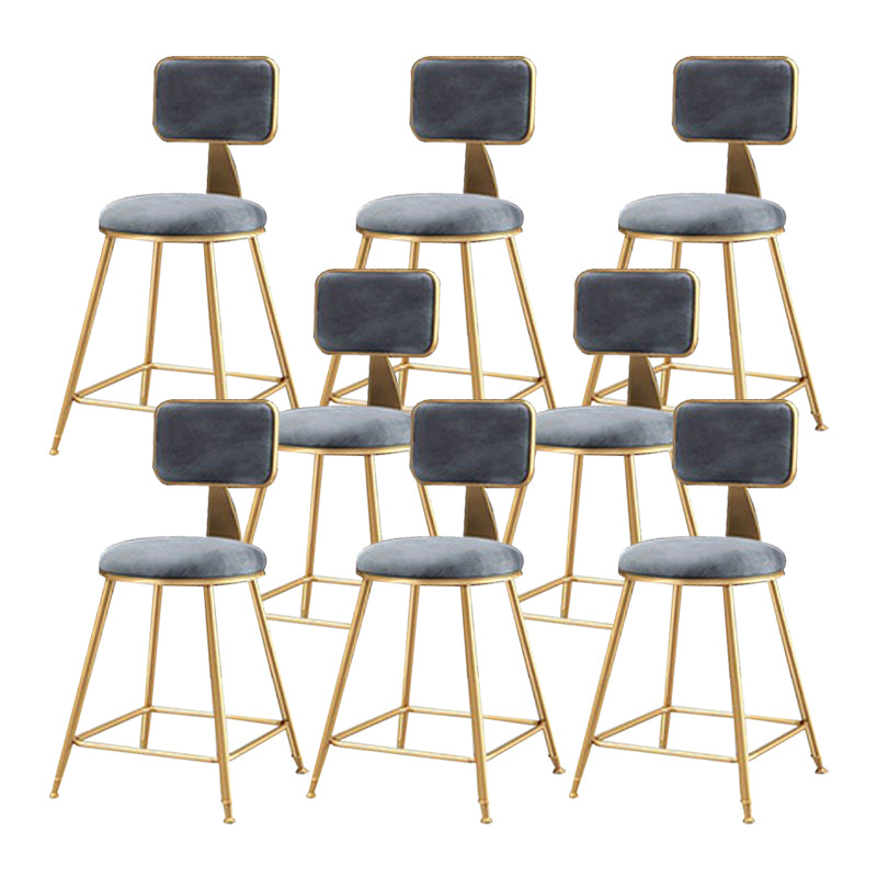 Glam Metal Stool Fabric Upholstered Counter Stool in Matte Finish for Indoor