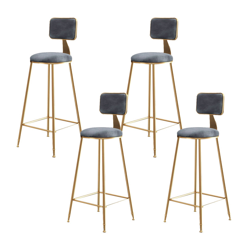 Glam Metal Stool Fabric Upholstered Counter Stool in Matte Finish for Indoor