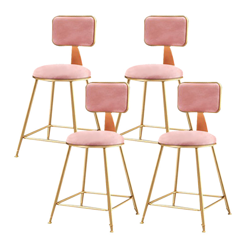 Glam Metal Stool Fabric Upholstered Counter Stool in Matte Finish for Indoor