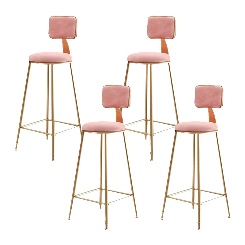Glam Metal Stool Fabric Upholstered Counter Stool in Matte Finish for Indoor