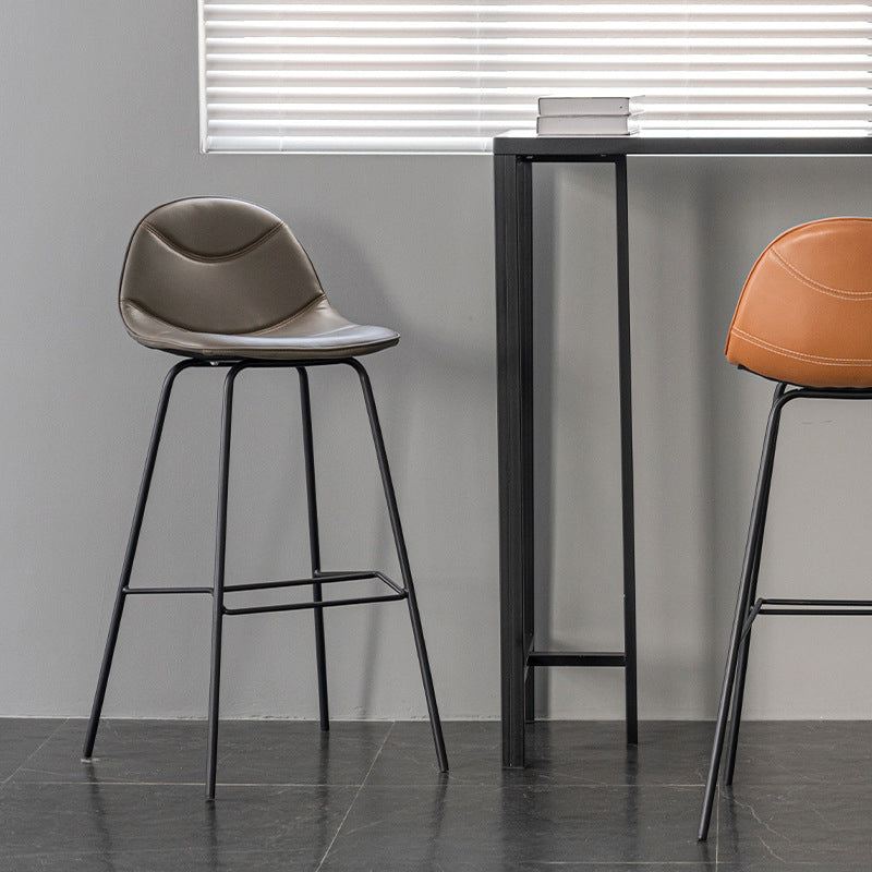 Scandinavian Style Metal Barstool Faux Leather Counter Stool with 4 Legs