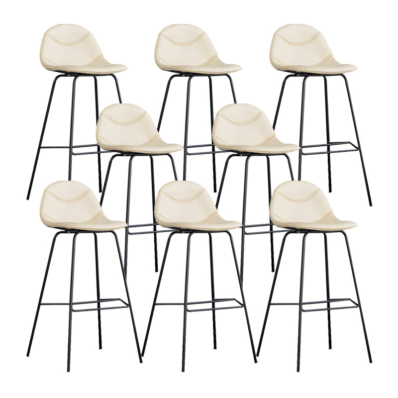 Scandinavian Style Metal Barstool Faux Leather Counter Stool with 4 Legs