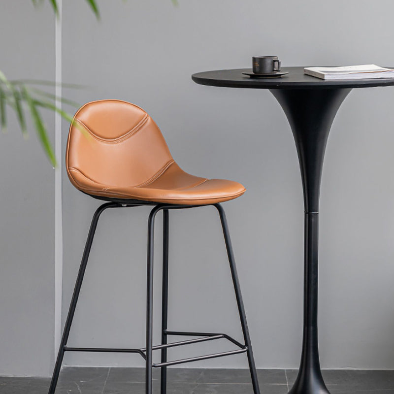 Scandinavian Style Metal Barstool Faux Leather Counter Stool with 4 Legs