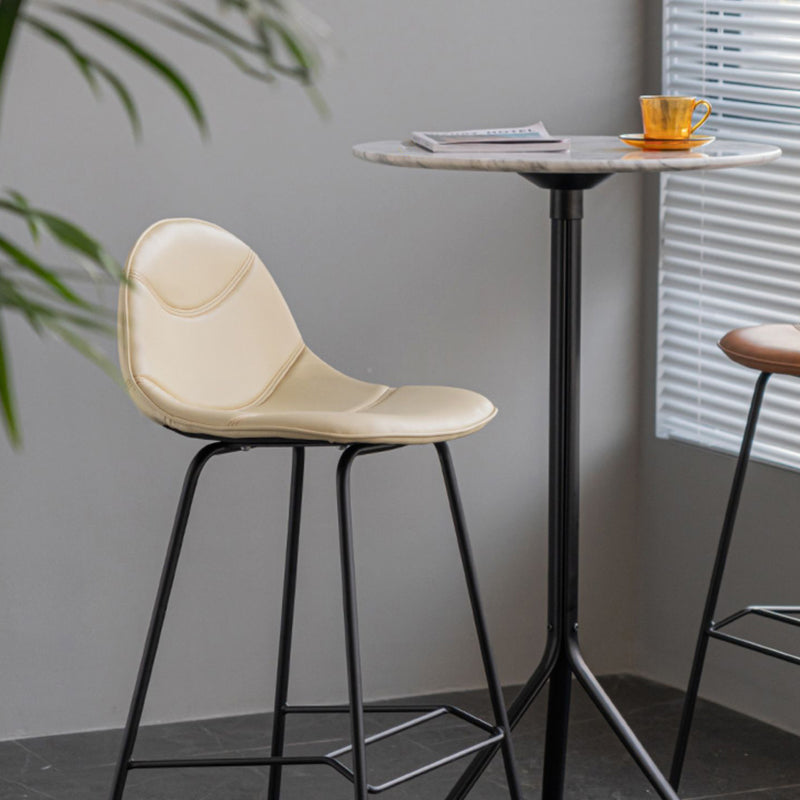 Scandinavian Style Metal Barstool Faux Leather Counter Stool with 4 Legs