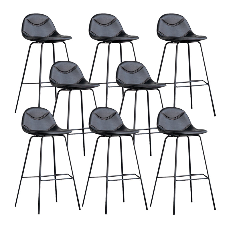 Scandinavian Style Metal Barstool Faux Leather Counter Stool with 4 Legs