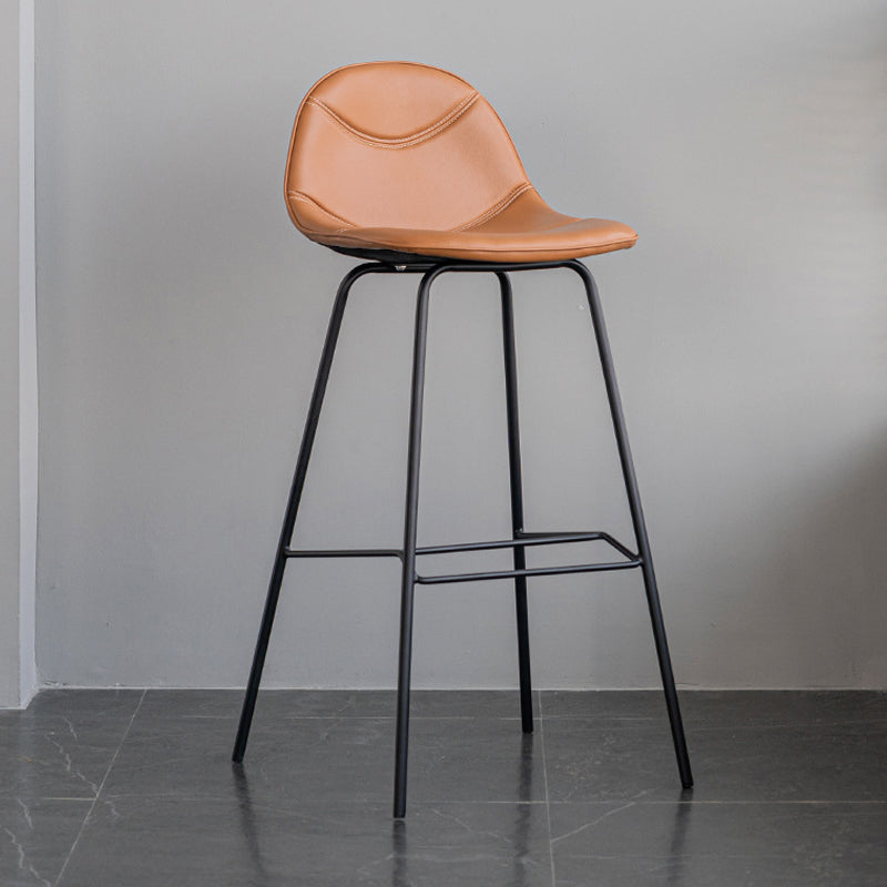 Scandinavian Style Metal Barstool Faux Leather Counter Stool with 4 Legs