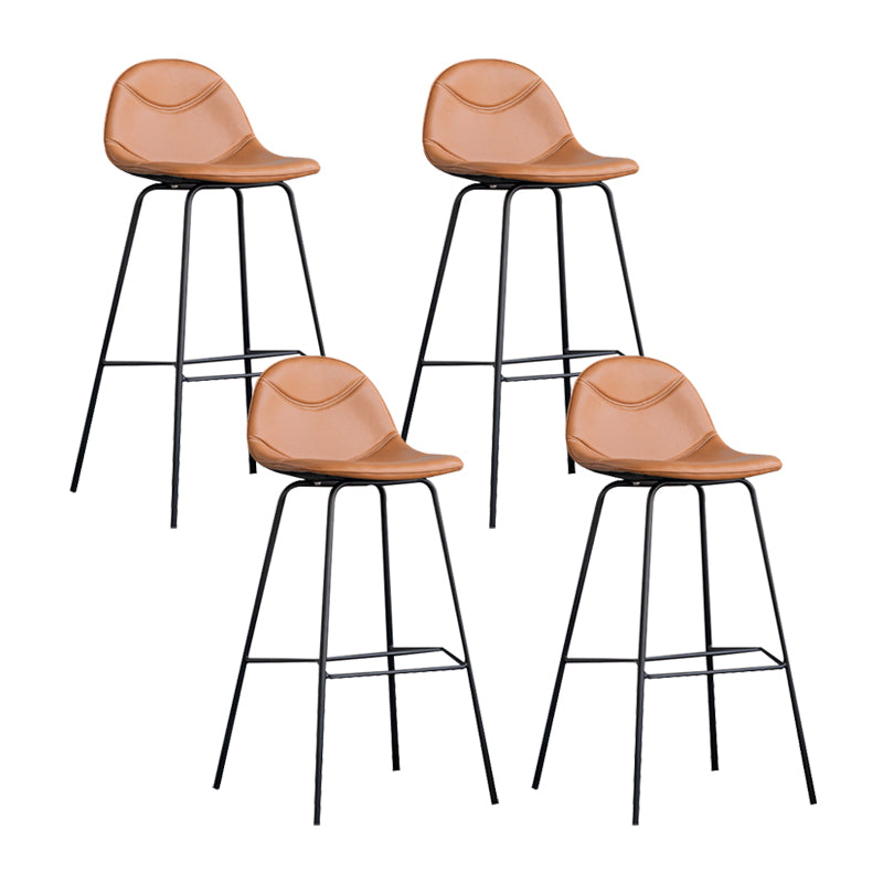 Scandinavian Style Metal Barstool Faux Leather Counter Stool with 4 Legs