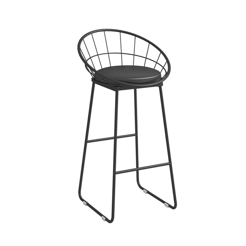 Scandinavian Metal Barstool Fabric Upholstered Counter Stool in Matte Finish Indoor