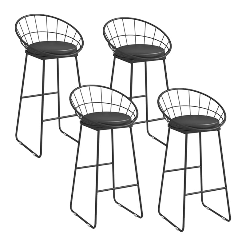 Scandinavian Metal Barstool Fabric Upholstered Counter Stool in Matte Finish Indoor