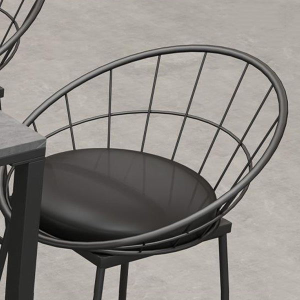 Scandinavian Metal Barstool Fabric Upholstered Counter Stool in Matte Finish Indoor