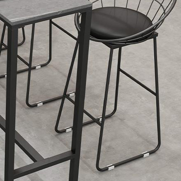 Scandinavian Metal Barstool Fabric Upholstered Counter Stool in Matte Finish Indoor