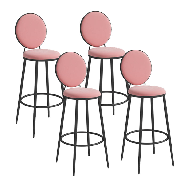 Scandinavian Metal Barstool Fabric Upholstered Counter Stool in Matte Finish Indoor