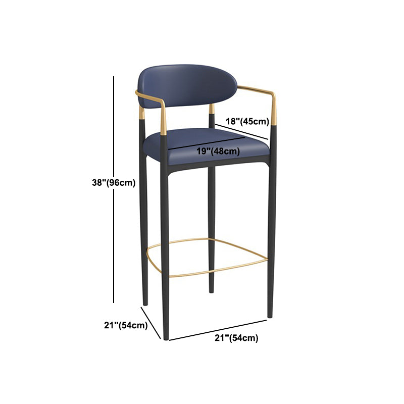 Scandinavian Metal Barstool Fabric Upholstered Counter Stool in Matte Finish Indoor