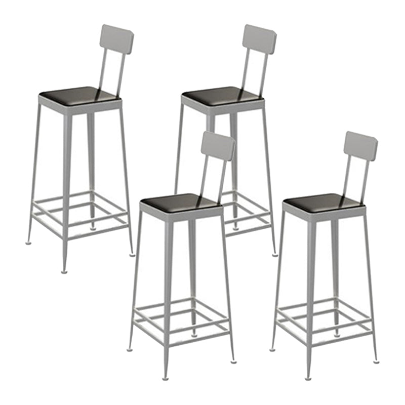 Glam Metal Stool Kitchen 4 Legs Counter Stool in Matte Finish