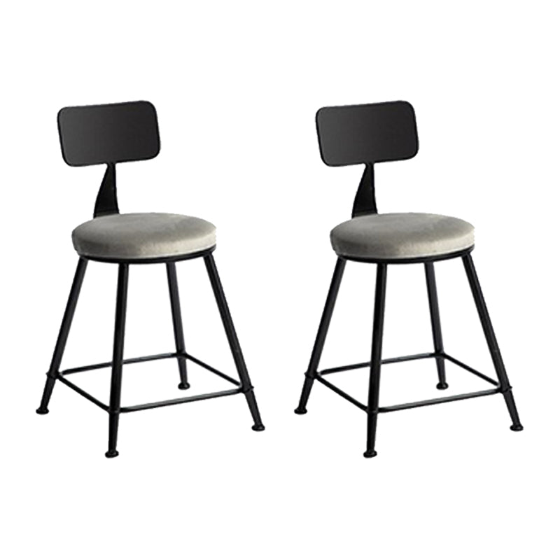 Industrial Metal Barstool Low Back Fabric Upholstered Counter Stool in Matte Finish