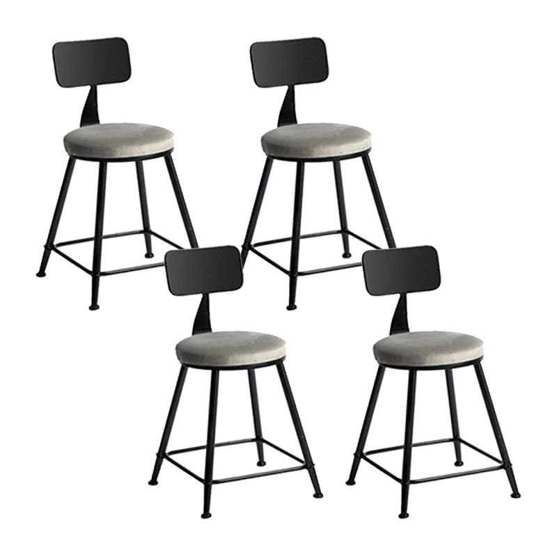 Industrial Metal Barstool Low Back Fabric Upholstered Counter Stool in Matte Finish