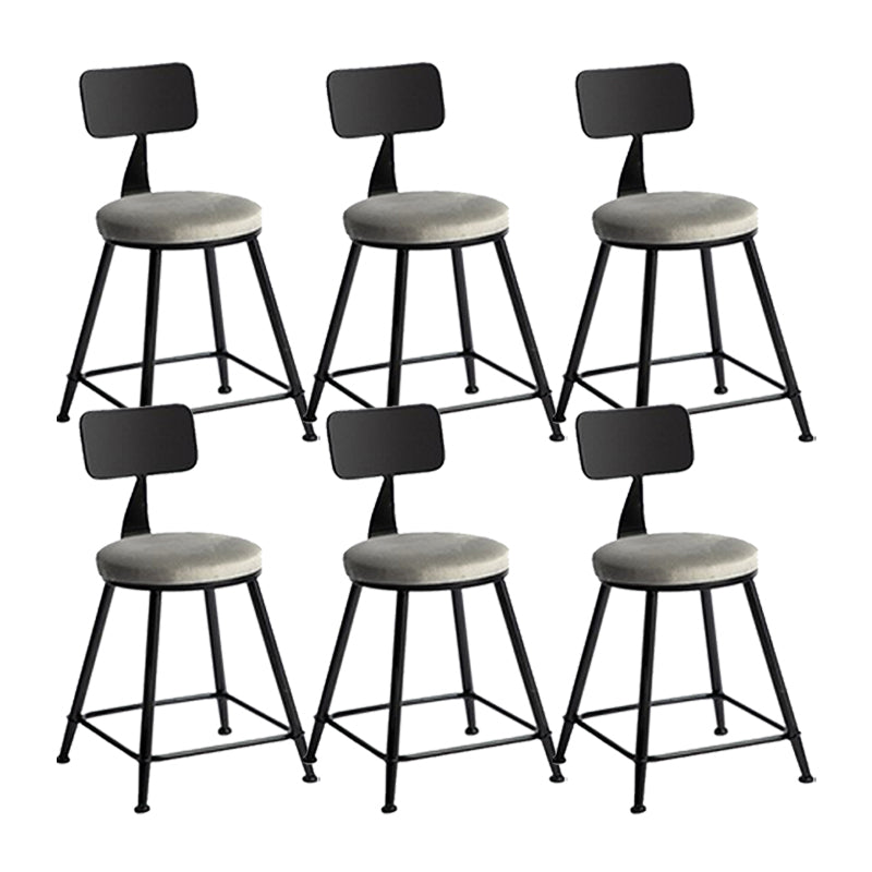 Industrial Metal Barstool Low Back Fabric Upholstered Counter Stool in Matte Finish