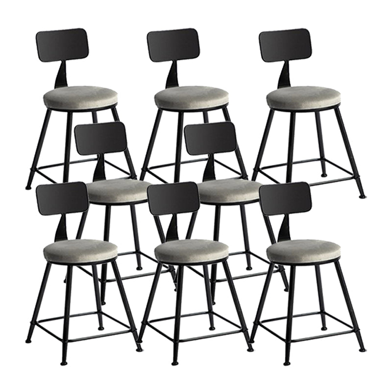 Industrial Metal Barstool Low Back Fabric Upholstered Counter Stool in Matte Finish