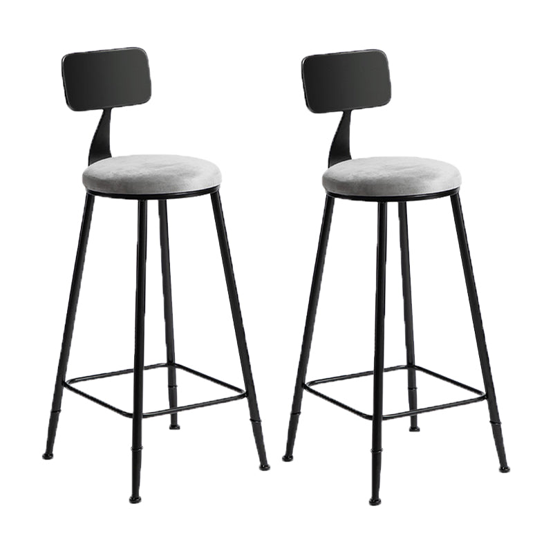 Industrial Metal Barstool Low Back Fabric Upholstered Counter Stool in Matte Finish