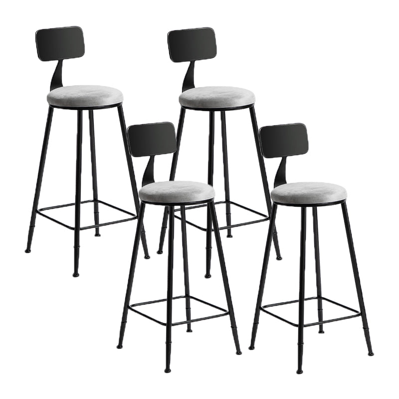 Industrial Metal Barstool Low Back Fabric Upholstered Counter Stool in Matte Finish