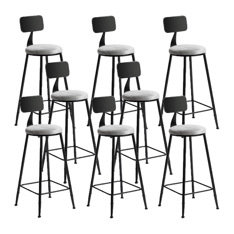 Industrial Metal Barstool Low Back Fabric Upholstered Counter Stool in Matte Finish