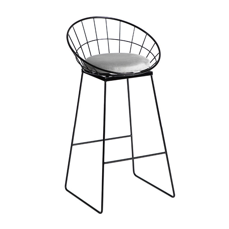 Industrial Metal Barstool Low Back Fabric Upholstered Counter Stool in Matte Finish