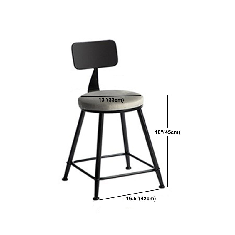 Industrial Metal Barstool Low Back Fabric Upholstered Counter Stool in Matte Finish