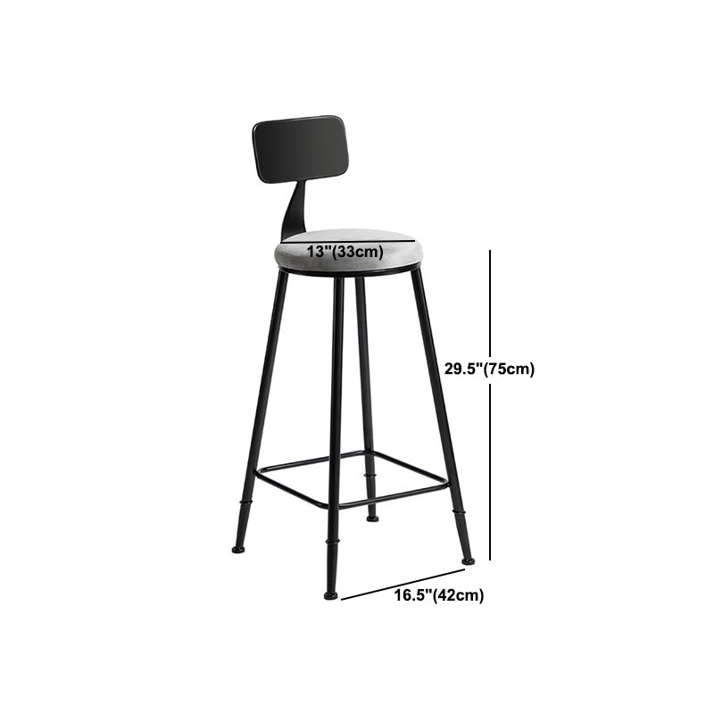 Industrial Metal Barstool Low Back Fabric Upholstered Counter Stool in Matte Finish