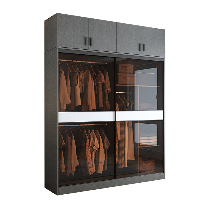 Grey Wardrobe Cabinet Contemporary Wooden Wardrobe Armoire for Home