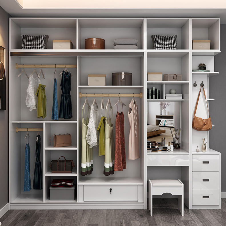 Wood and Glass Wardrobe Armoire Contemporary Sliding Wardrobe Closet