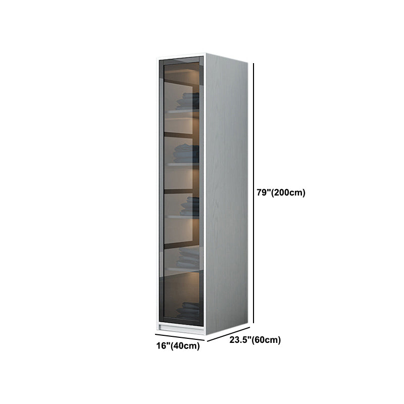Contemporary Wardrobe Closet Wood and Glass Wardrobe Armoire