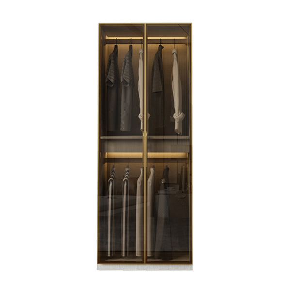 Modern Wardrobe Armoire Engineered Wood and Glass Wardrobe Closet