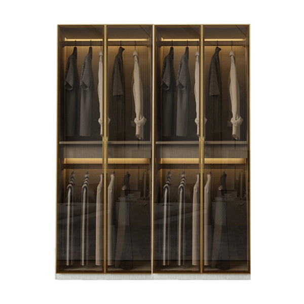 Modern Wardrobe Armoire Engineered Wood and Glass Wardrobe Closet