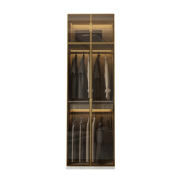 Modern Wardrobe Armoire Engineered Wood and Glass Wardrobe Closet