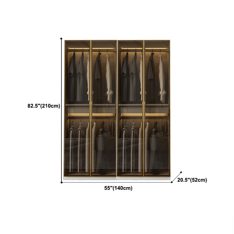 Modern Wardrobe Armoire Engineered Wood and Glass Wardrobe Closet