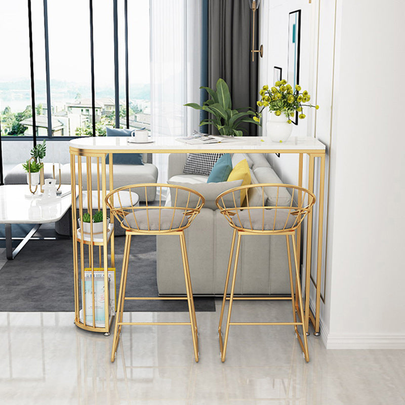 Glam 1/3 Pieces Bar Table Set Stone Counter Table with High Stools for Cafe