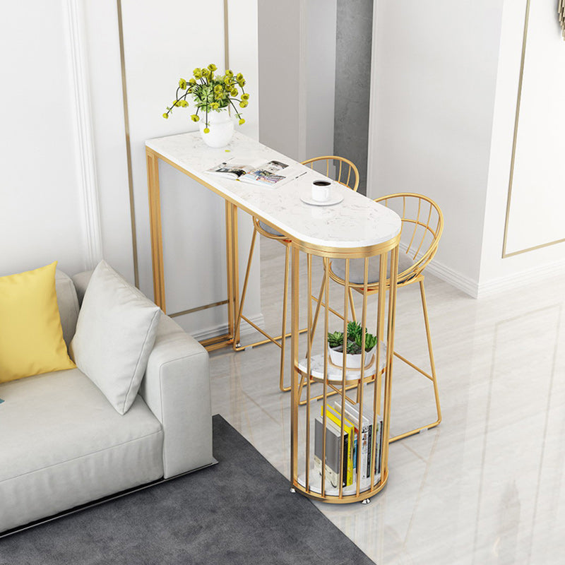 Glam 1/3 Pieces Bar Table Set Stone Counter Table with High Stools for Cafe