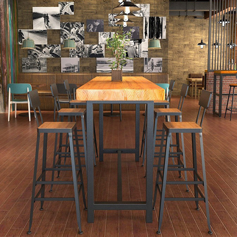 Industrial Style 1/2/7 Pieces Bar Table Set Rectangle Bar Table with High Stools