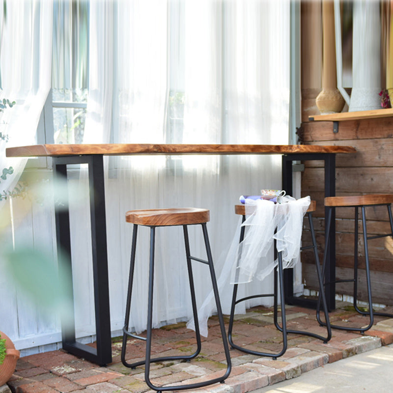 Modern Solid Wood Counter Set 1/2/4 Pieces Rectangle Bar Table Set in Natural