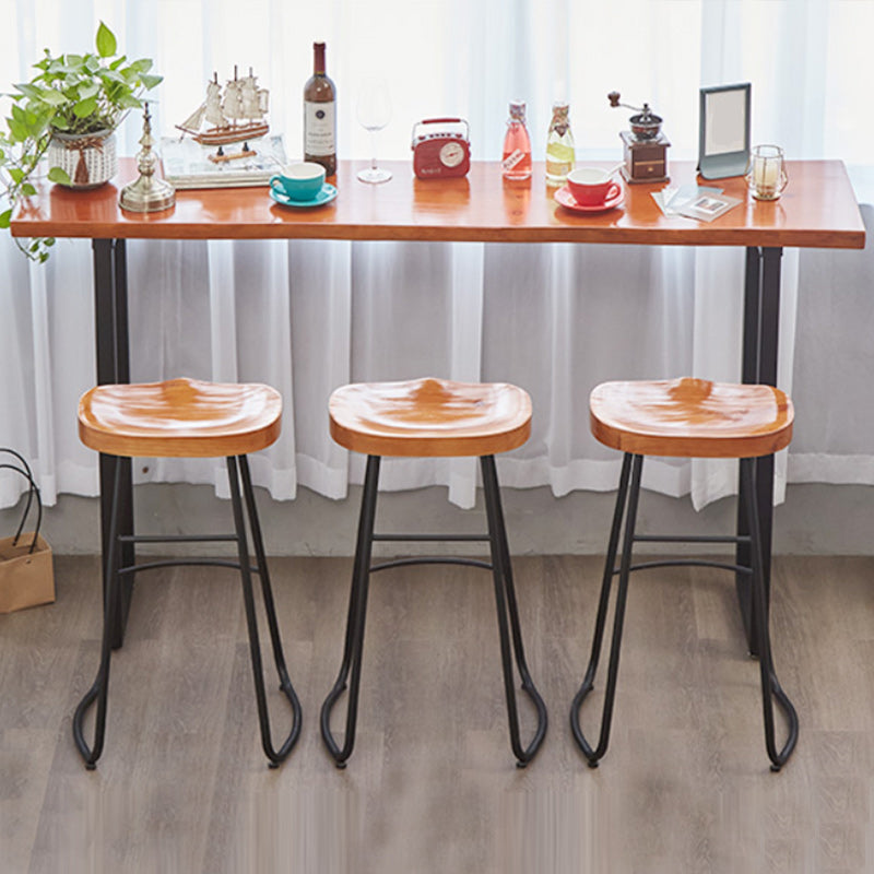 Modern Solid Wood Counter Set 1/2/4 Pieces Rectangle Bar Table Set in Natural