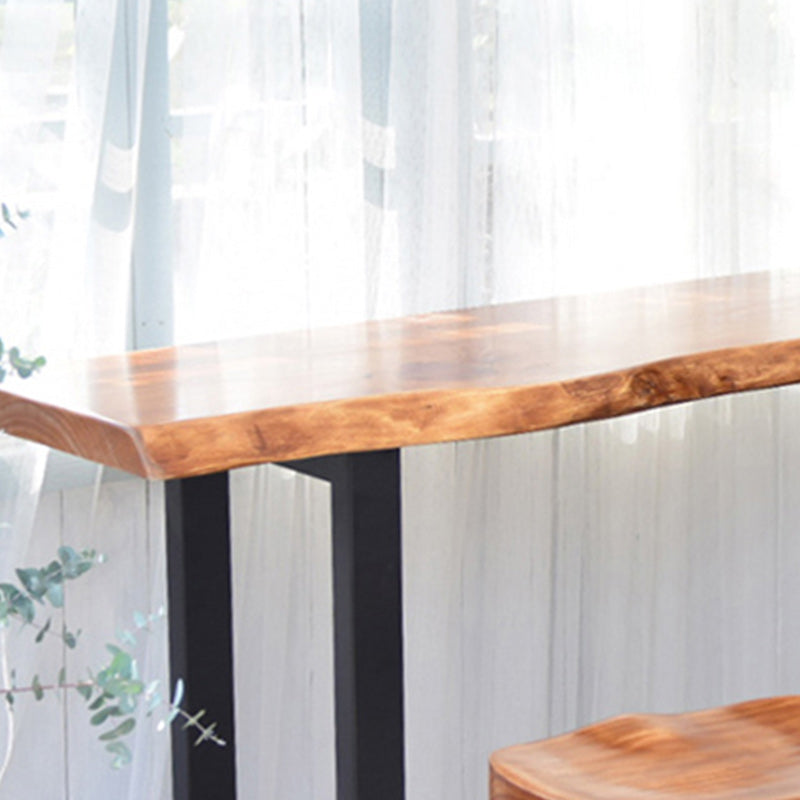 Modern Solid Wood Counter Set 1/2/4 Pieces Rectangle Bar Table Set in Natural