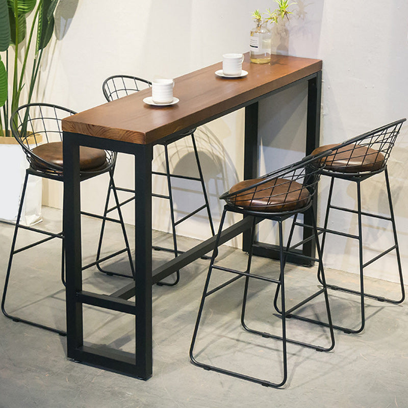 Industrial Style 1/2/3/5 Pieces Bar Table Set Rectangle Bar Table with High Wood Stools