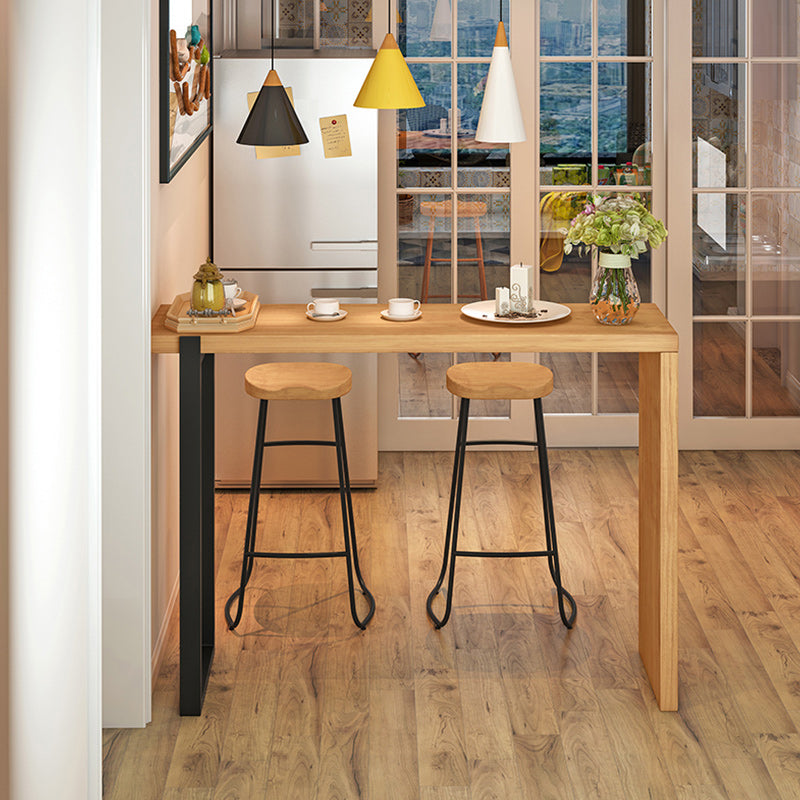 Indoor Modern Rectangle Counter Set 1/2/3 Pieces Solid Wood Table and Stool Set