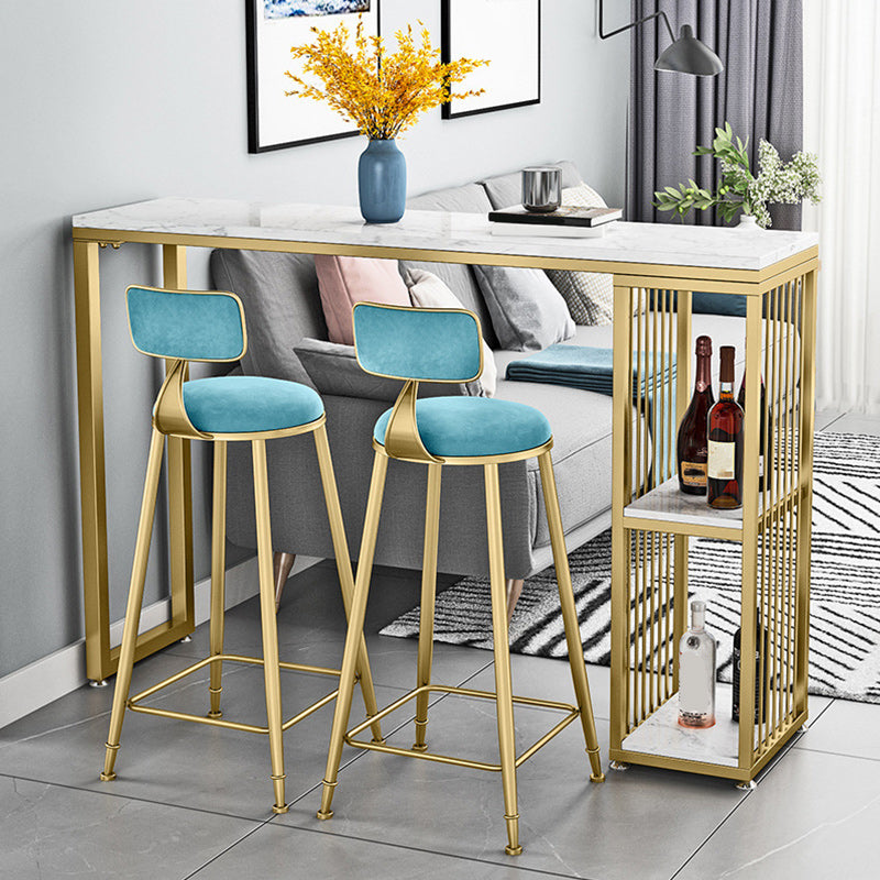 Glam Style 1/2/3 Pieces Faux Marble Bar Table Set Fixed Table Counter Set