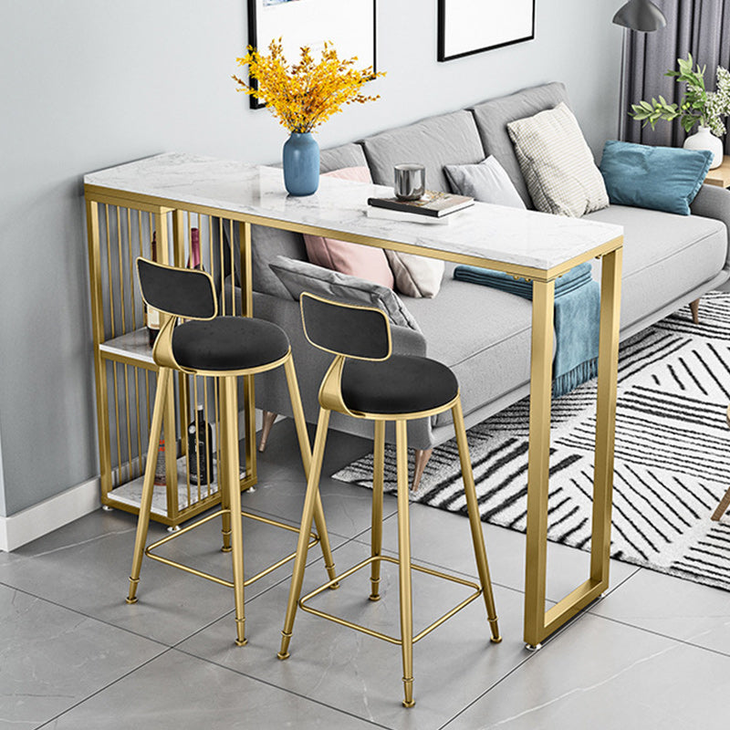 Glam Style 1/2/3 Pieces Faux Marble Bar Table Set Fixed Table Counter Set