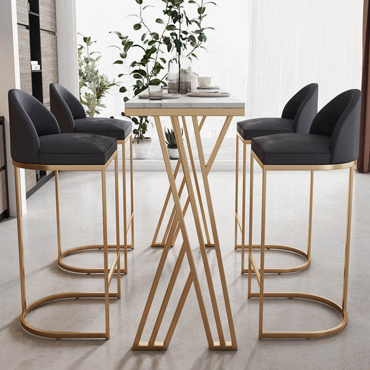 Luxurious Rectangular Pub Table Set 1/2/5 Pieces Artificial Marble Counter Table Set