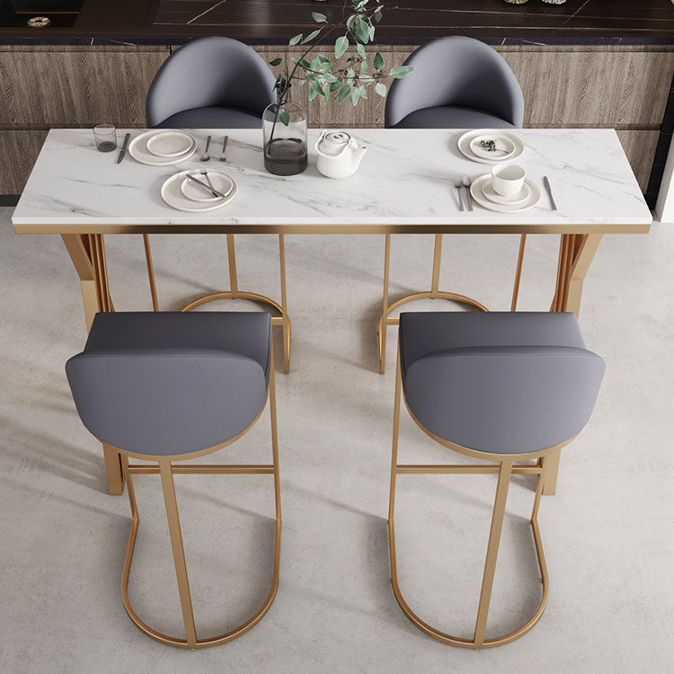 Luxurious Rectangular Pub Table Set 1/2/5 Pieces Artificial Marble Counter Table Set