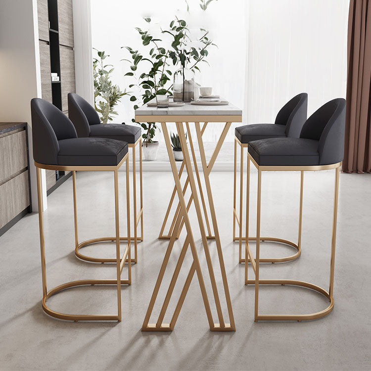 Luxurious Rectangular Pub Table Set 1/2/5 Pieces Artificial Marble Counter Table Set